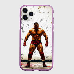 Чехол iPhone 11 Pro матовый Реслер на белом, цвет: 3D-фиолетовый