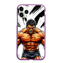 Чехол iPhone 11 Pro матовый Мощный реслер, цвет: 3D-фиолетовый