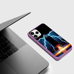 Чехол iPhone 11 Pro матовый Боксерская груша и молния, цвет: 3D-фиолетовый — фото 2