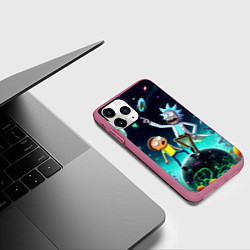 Чехол iPhone 11 Pro матовый Рик и Морти на планете сказочных грибов, цвет: 3D-малиновый — фото 2