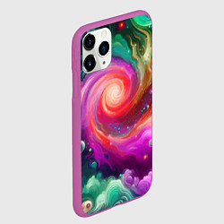 Чехол iPhone 11 Pro матовый Космическая неоновая фантазия - нейроарт, цвет: 3D-фиолетовый — фото 2