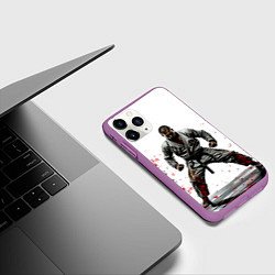 Чехол iPhone 11 Pro матовый Боец джиу-джитсу на белом, цвет: 3D-фиолетовый — фото 2
