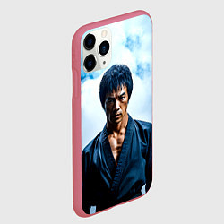 Чехол iPhone 11 Pro матовый Брюс Ли в дыму, цвет: 3D-малиновый — фото 2