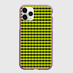Чехол iPhone 11 Pro матовый Черно зеленая мелкая клетка, цвет: 3D-фиолетовый