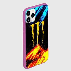 Чехол iPhone 11 Pro матовый Monster energy текстура огненная, цвет: 3D-фиолетовый — фото 2