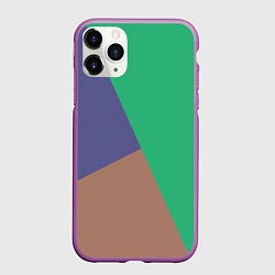 Чехол iPhone 11 Pro матовый Триада зелёный фиолетовый и коричневый геометричны, цвет: 3D-фиолетовый