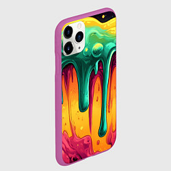 Чехол iPhone 11 Pro матовый Зелено-оранжевая клякса, цвет: 3D-фиолетовый — фото 2