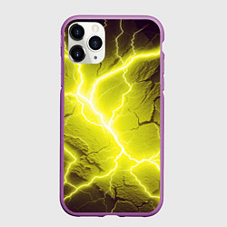 Чехол iPhone 11 Pro матовый Color yellow black, цвет: 3D-фиолетовый
