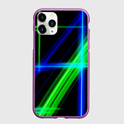 Чехол iPhone 11 Pro матовый Color blue black green, цвет: 3D-фиолетовый