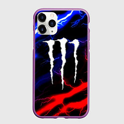 Чехол iPhone 11 Pro матовый Monster energy молнии неон, цвет: 3D-фиолетовый