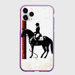 Чехол iPhone 11 Pro матовый Конный спорт на белом, цвет: 3D-фиолетовый