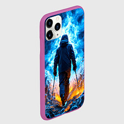 Чехол iPhone 11 Pro матовый Лыжник в огне, цвет: 3D-фиолетовый — фото 2