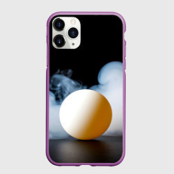 Чехол iPhone 11 Pro матовый Мяч для пинг понга в дыму, цвет: 3D-фиолетовый
