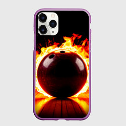 Чехол iPhone 11 Pro матовый Огненный шар для боулинга, цвет: 3D-фиолетовый