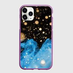 Чехол iPhone 11 Pro матовый Черно-синий абстрактный фон текстура, цвет: 3D-фиолетовый