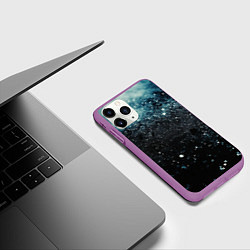 Чехол iPhone 11 Pro матовый Черно-синий текстурный фон, цвет: 3D-фиолетовый — фото 2
