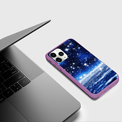 Чехол iPhone 11 Pro матовый Космический синий абстрактный фон - текстура, цвет: 3D-фиолетовый — фото 2