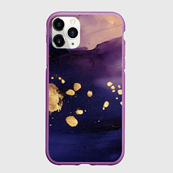 Чехол iPhone 11 Pro матовый Золотая краска на текстуре, цвет: 3D-фиолетовый