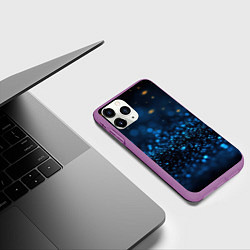 Чехол iPhone 11 Pro матовый Боке блестяшки на черном, цвет: 3D-фиолетовый — фото 2