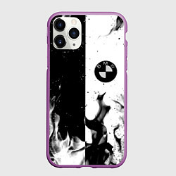 Чехол iPhone 11 Pro матовый BMW black fire, цвет: 3D-фиолетовый