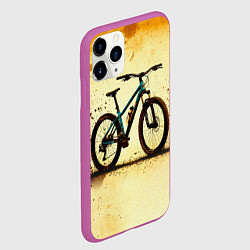 Чехол iPhone 11 Pro матовый Горный велосипед на бежевом, цвет: 3D-фиолетовый — фото 2