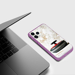 Чехол iPhone 11 Pro матовый Камень для кёрлинга на белом, цвет: 3D-фиолетовый — фото 2