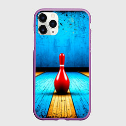 Чехол iPhone 11 Pro матовый Красная кегля на синем, цвет: 3D-фиолетовый