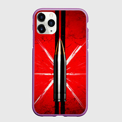 Чехол iPhone 11 Pro матовый Патрон на красном, цвет: 3D-фиолетовый