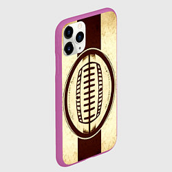 Чехол iPhone 11 Pro матовый Мяч регби на бежевом, цвет: 3D-фиолетовый — фото 2
