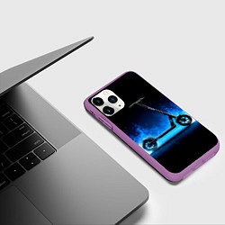 Чехол iPhone 11 Pro матовый Самокат в синем пламени, цвет: 3D-фиолетовый — фото 2