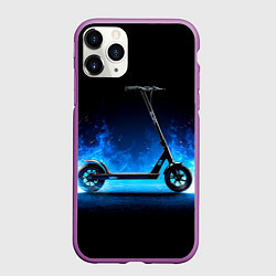 Чехол iPhone 11 Pro матовый Самокат в синем пламени, цвет: 3D-фиолетовый
