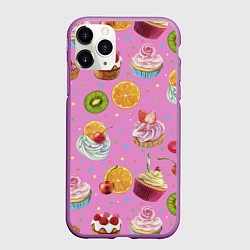Чехол iPhone 11 Pro матовый Сладкие пирожные, цвет: 3D-фиолетовый