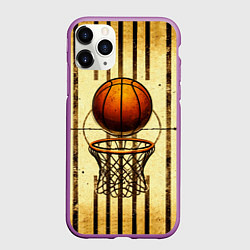 Чехол iPhone 11 Pro матовый Кольцо с баскетбольным мячом, цвет: 3D-фиолетовый
