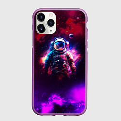 Чехол iPhone 11 Pro матовый Космонавт пламенный, цвет: 3D-фиолетовый