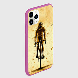 Чехол iPhone 11 Pro матовый Трековый велосипедист на бежевом, цвет: 3D-фиолетовый — фото 2
