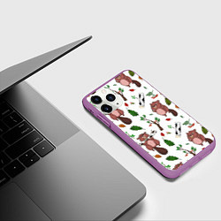 Чехол iPhone 11 Pro матовый Бобер и полено, цвет: 3D-фиолетовый — фото 2