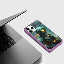 Чехол iPhone 11 Pro матовый Космонавт в космическом костюме, цвет: 3D-фиолетовый — фото 2
