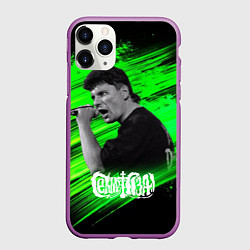 Чехол iPhone 11 Pro матовый Юрий Хой с микрофоном, цвет: 3D-фиолетовый