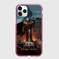 Чехол iPhone 11 Pro матовый Думгай и меха дракон Doom the dark ages, цвет: 3D-малиновый