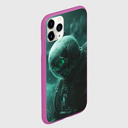 Чехол iPhone 11 Pro матовый Космонавт скелет с зеленым светом, цвет: 3D-фиолетовый — фото 2