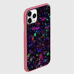 Чехол iPhone 11 Pro матовый Чёрный с разноцветными брызгами, цвет: 3D-малиновый — фото 2