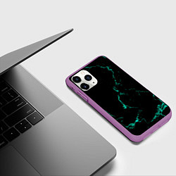 Чехол iPhone 11 Pro матовый Color black turquoise, цвет: 3D-фиолетовый — фото 2
