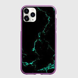Чехол iPhone 11 Pro матовый Color black turquoise, цвет: 3D-фиолетовый