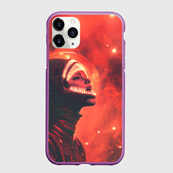 Чехол iPhone 11 Pro матовый Девушка в космосе в костюме чужого, цвет: 3D-фиолетовый
