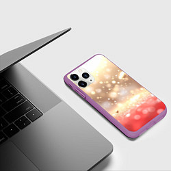 Чехол iPhone 11 Pro матовый Золотые блики текстура, цвет: 3D-фиолетовый — фото 2