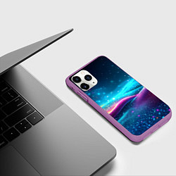 Чехол iPhone 11 Pro матовый Синий блестящий фон текстура, цвет: 3D-фиолетовый — фото 2