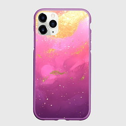 Чехол iPhone 11 Pro матовый Розовый и золотой блеск текстура, цвет: 3D-фиолетовый