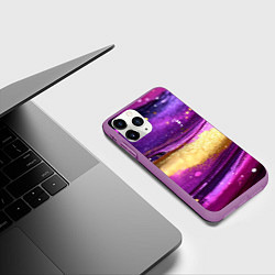Чехол iPhone 11 Pro матовый Фиолетовая текстура с блестяшками, цвет: 3D-фиолетовый — фото 2
