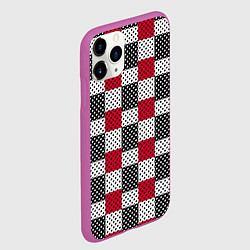 Чехол iPhone 11 Pro матовый Черно-красный с белым пэчворк в горошек, цвет: 3D-фиолетовый — фото 2