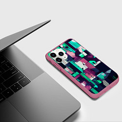 Чехол iPhone 11 Pro матовый Абстракция бирюзовый с розовым геометричный, цвет: 3D-малиновый — фото 2